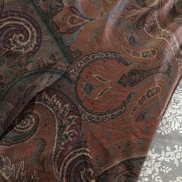 RALPH LAUREN SILK PAISLEY SLIP SKIRT TULIP BROWN 4P - Picture 9 of 16